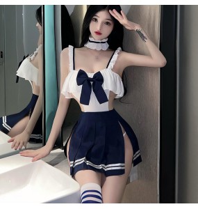 FEE ET MOI - Cute Academy Girl Lace Slip Nightdress (Blue - White)